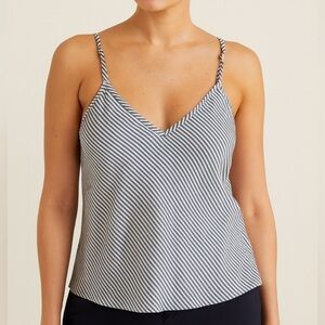 Liz Alig Linen Stripe Bias Cut Tank Top Small